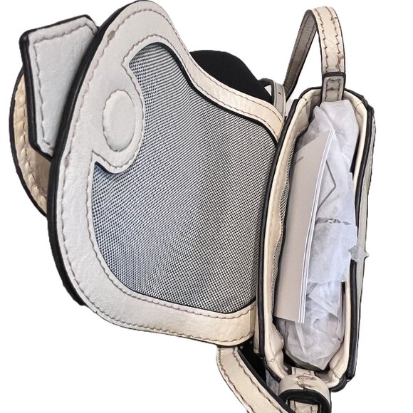 FOSSIL Harwell Mini Flap Crossbody Purse Bone Creme Bag Leather Adjustable Strap - Picture 3 of 8